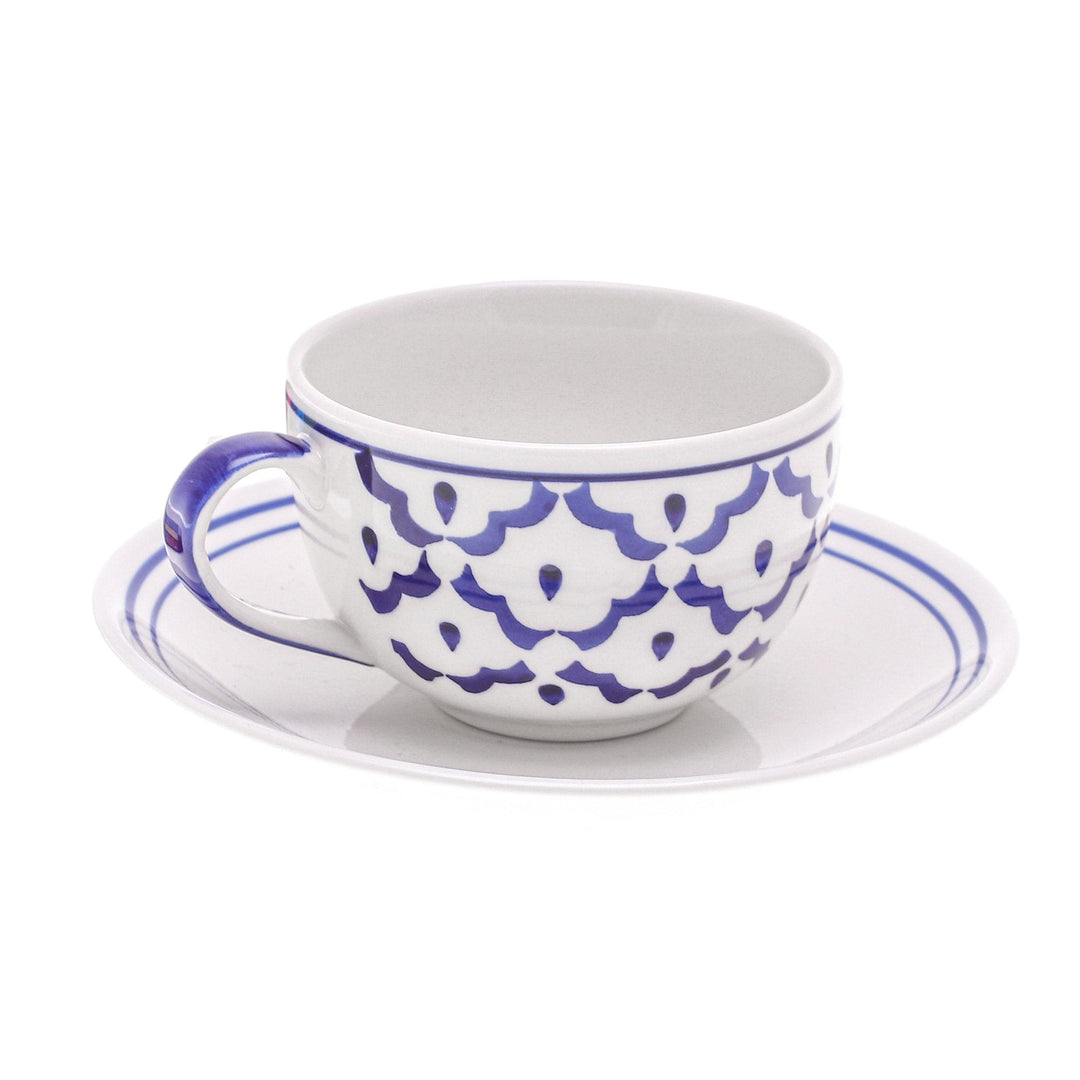 Blue Pineapple Ceramic Cup and Saucer Set - Pineapple Look