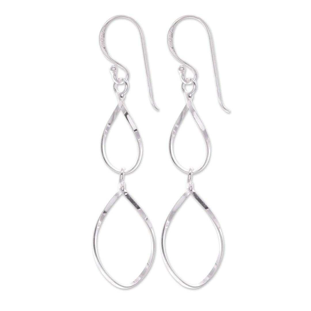 Polished Sterling Silver Dangle Earrings with Modern Design - Winter Wind