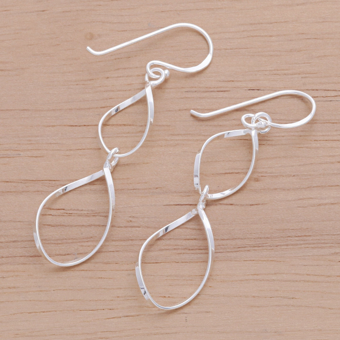 Polished Sterling Silver Dangle Earrings with Modern Design - Winter Wind