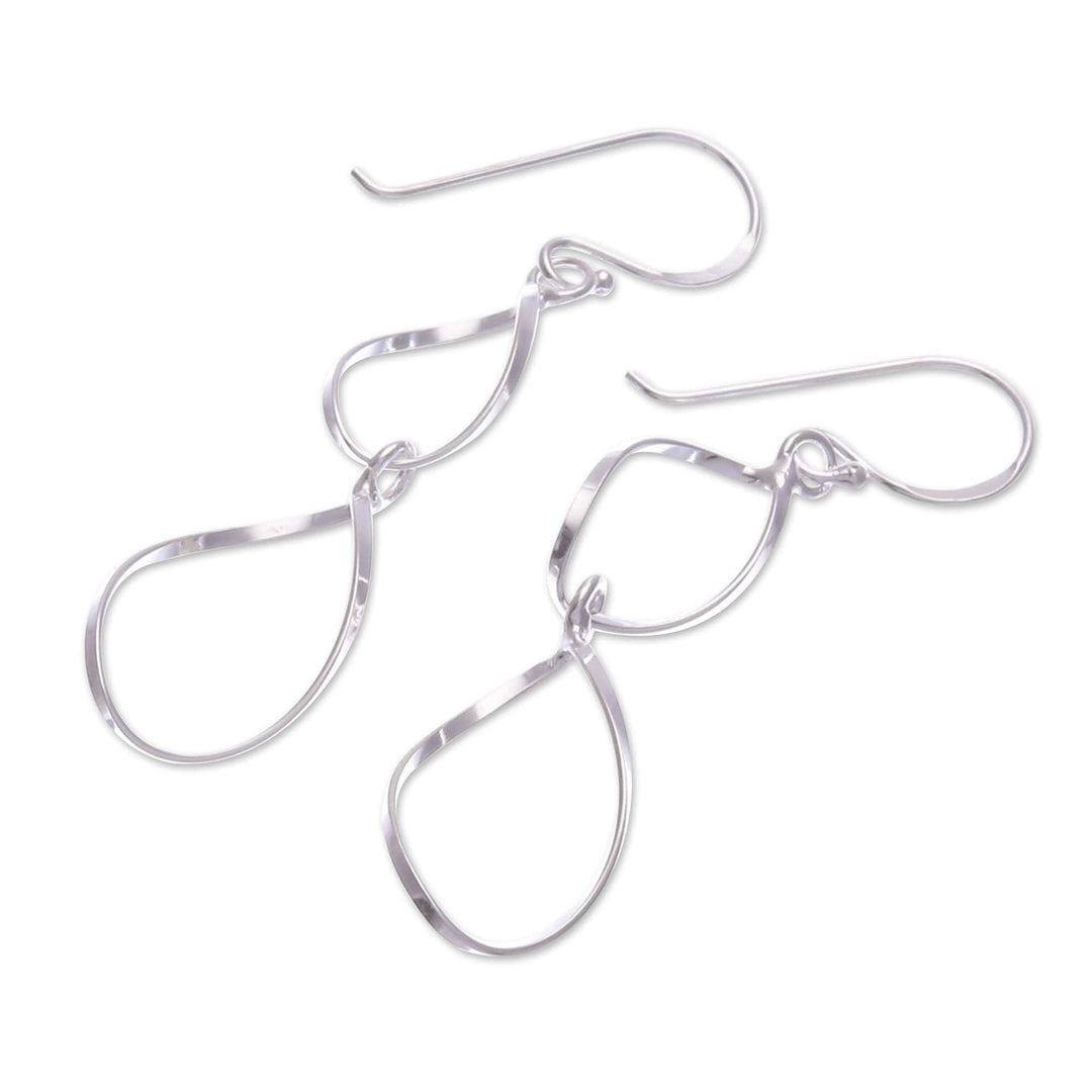 Polished Sterling Silver Dangle Earrings with Modern Design - Winter Wind