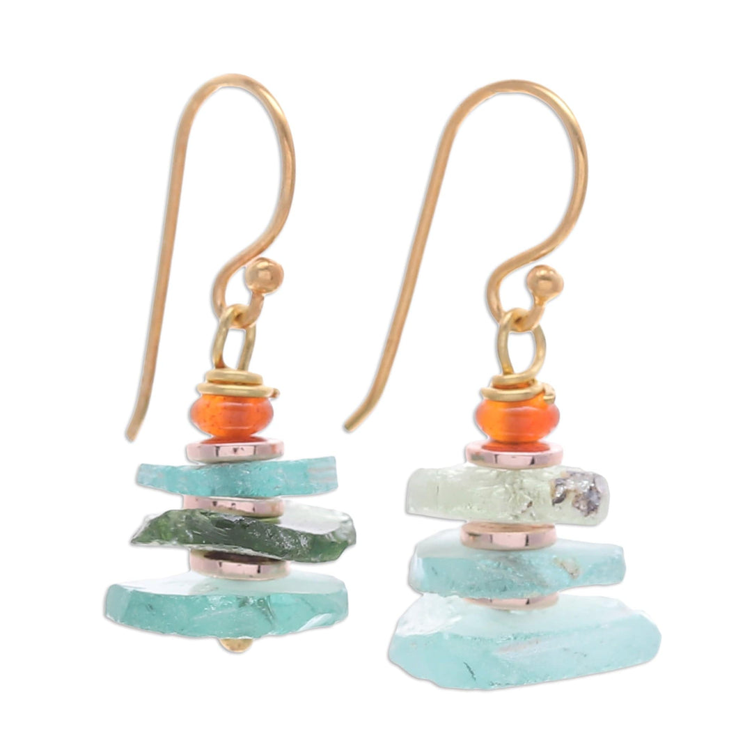 18k Gold-Plated Beaded Dangle Earrings from Thailand - Ocean Bohemian