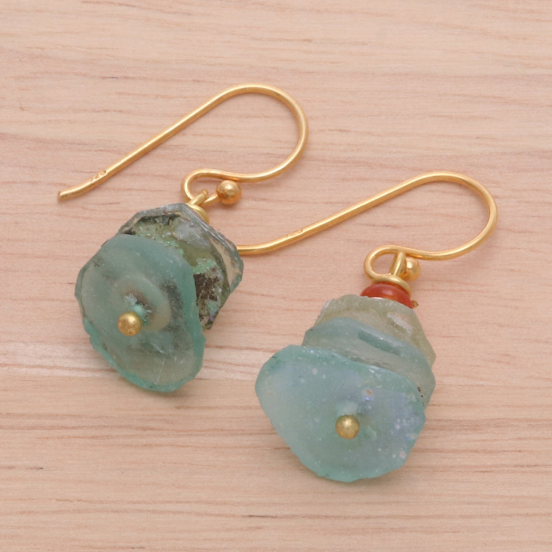 18k Gold-Plated Beaded Dangle Earrings from Thailand - Ocean Bohemian