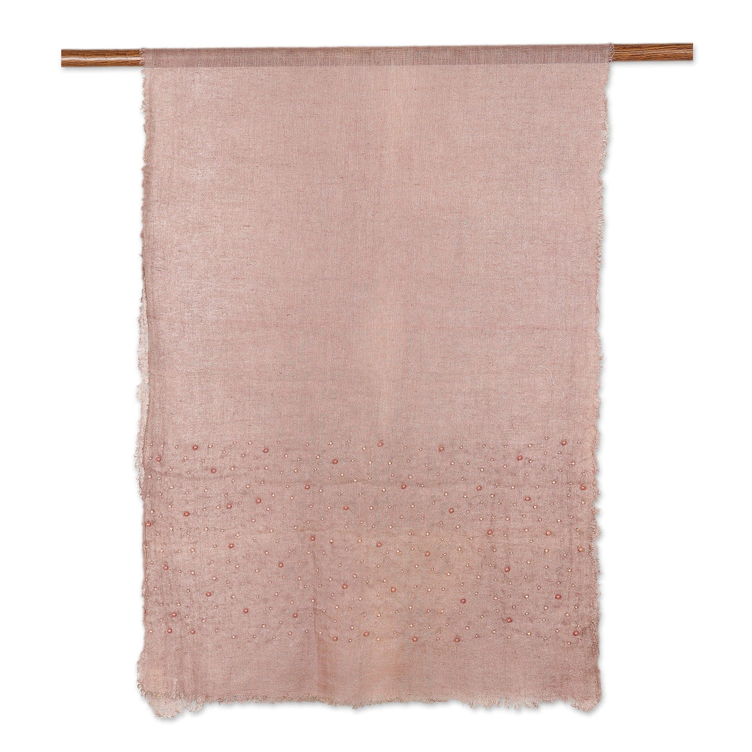 Purple Linen Shawl Embellished with Acrylic Beads - Purple Sparks