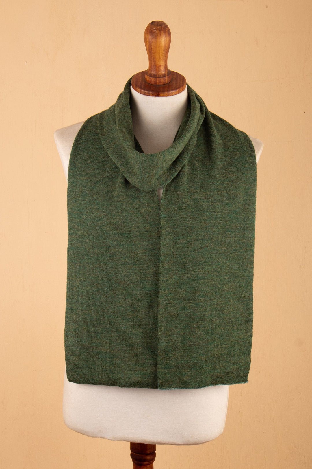 Knit Reversible 100% Baby Alpaca Scarf in Cyan and Green - Cozy Cyan & Green