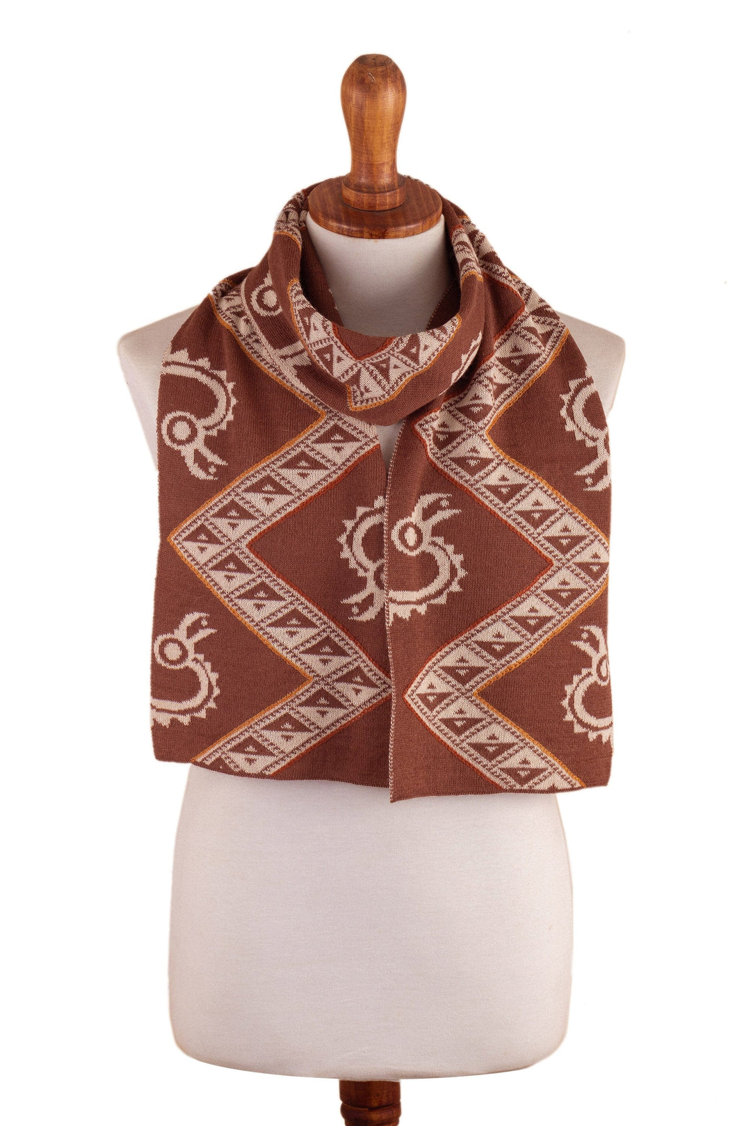 Traditional Inca Warm-Toned Reversible Alpaca Blend Scarf - Warm Origins