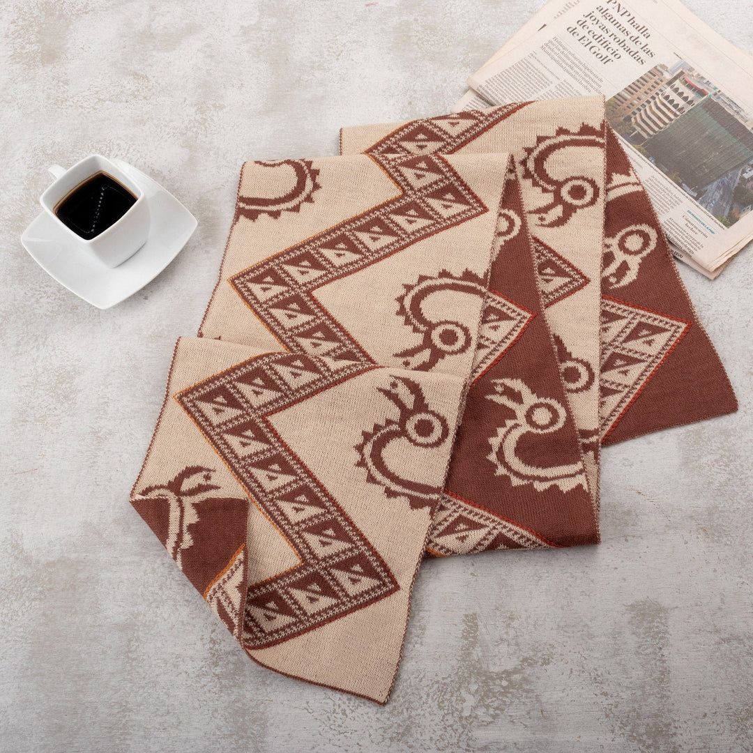 Traditional Inca Warm-Toned Reversible Alpaca Blend Scarf - Warm Origins