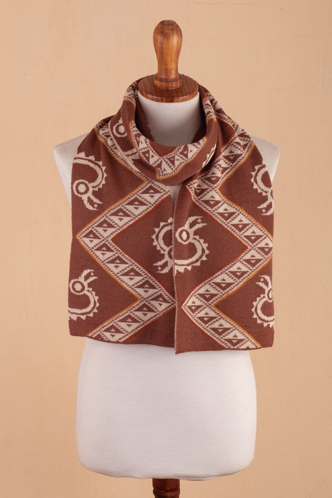 Traditional Inca Warm-Toned Reversible Alpaca Blend Scarf - Warm Origins