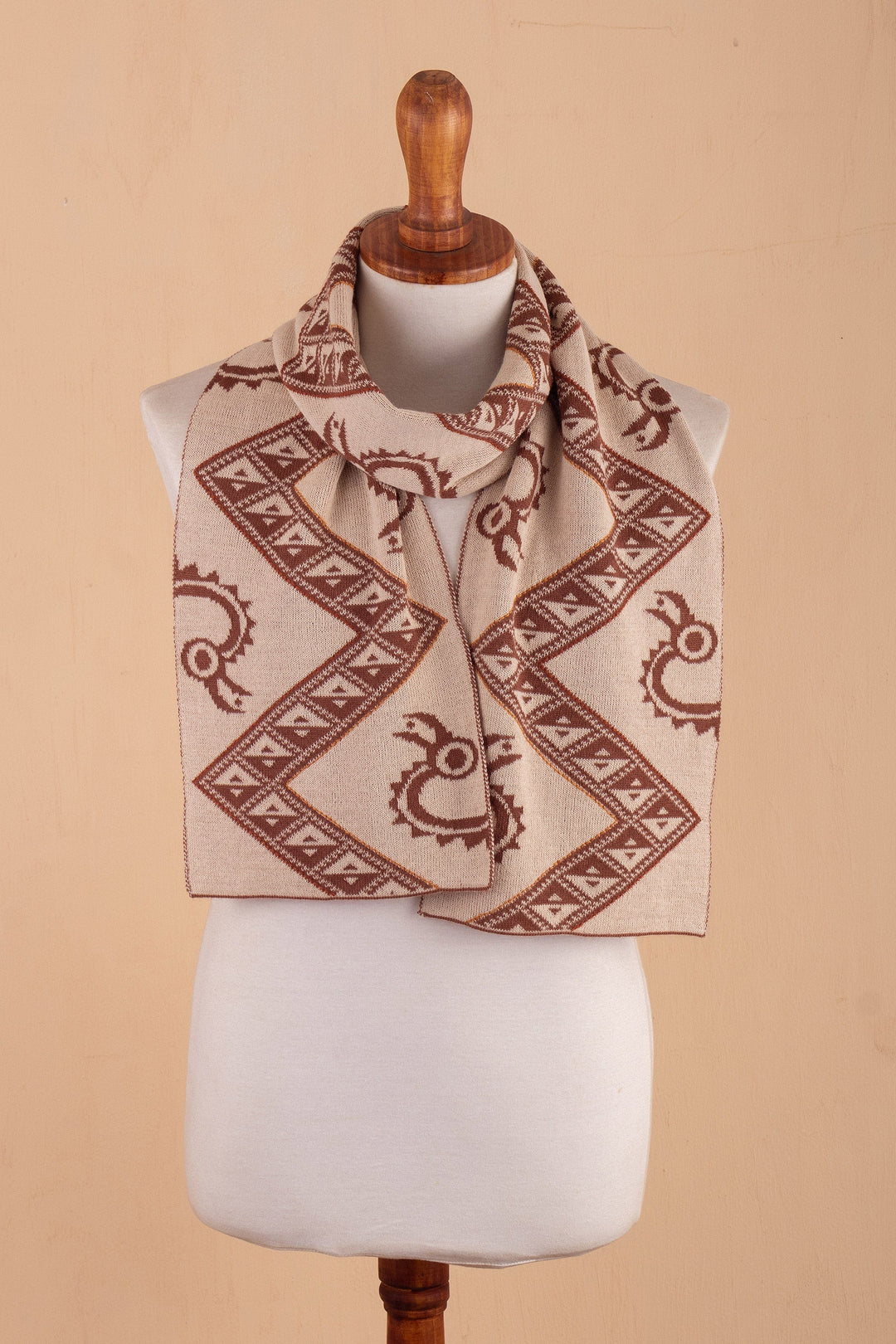 Traditional Inca Warm-Toned Reversible Alpaca Blend Scarf - Warm Origins