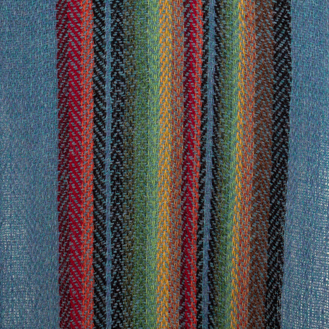 100% Alpaca Striped and Fringed Scarf Hand-Woven in Peru - After The Rain