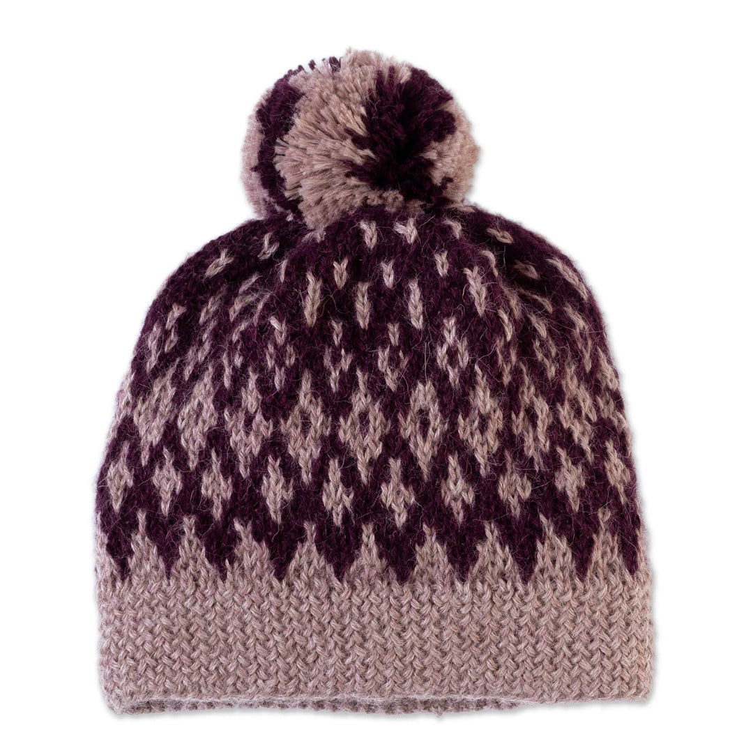 100% Alpaca Crocheted Hat in Purple Handmade in Peru - Mysteries
