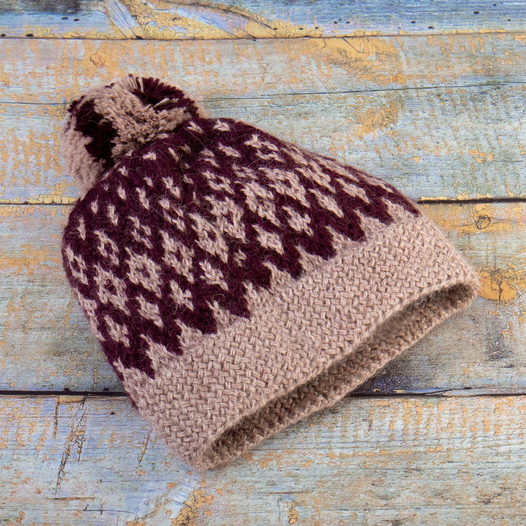 100% Alpaca Crocheted Hat in Purple Handmade in Peru - Mysteries