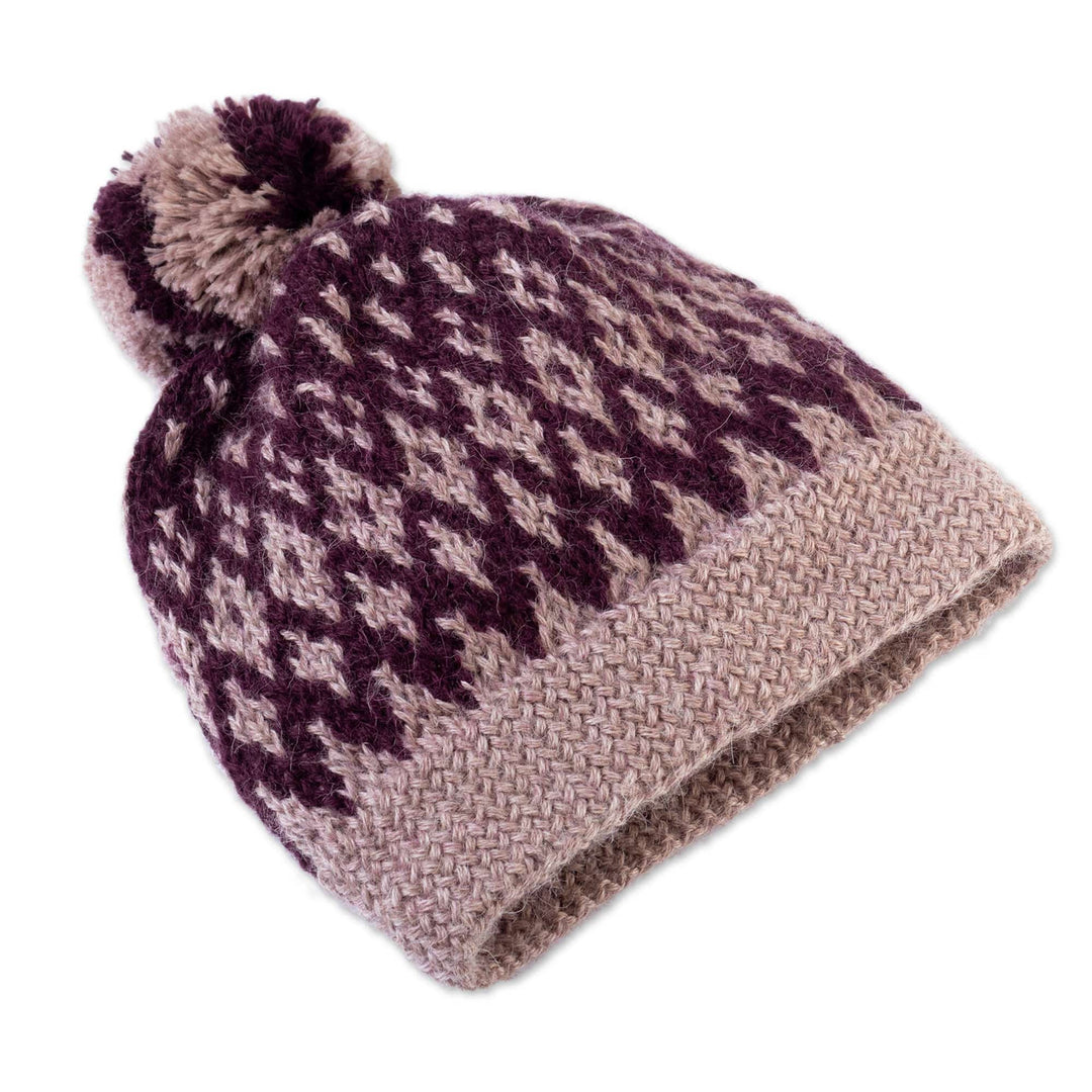 100% Alpaca Crocheted Hat in Purple Handmade in Peru - Mysteries