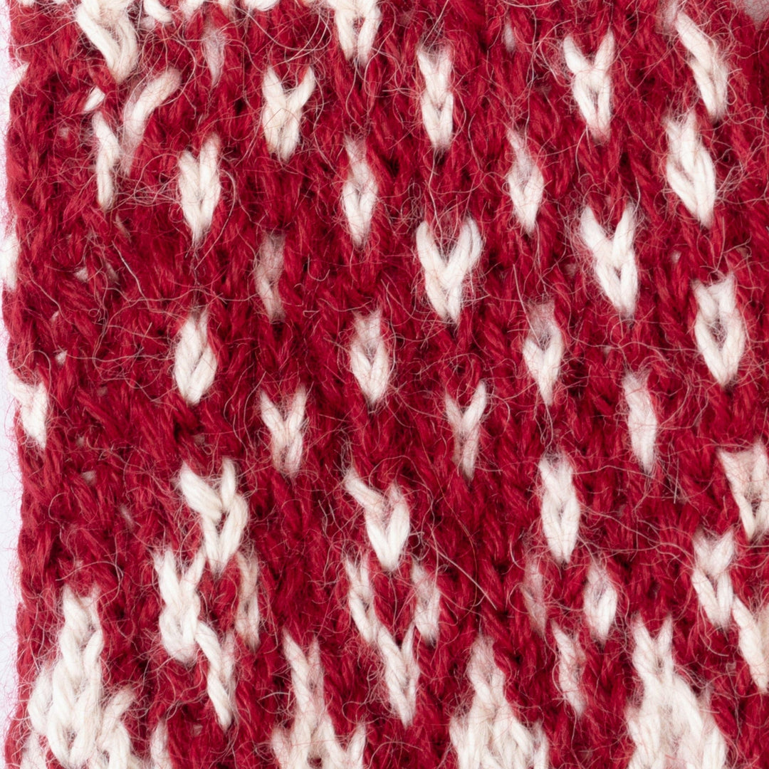 100% Alpaca Crocheted Fingerless Mitts in Red and White - Flamingos in The Sky