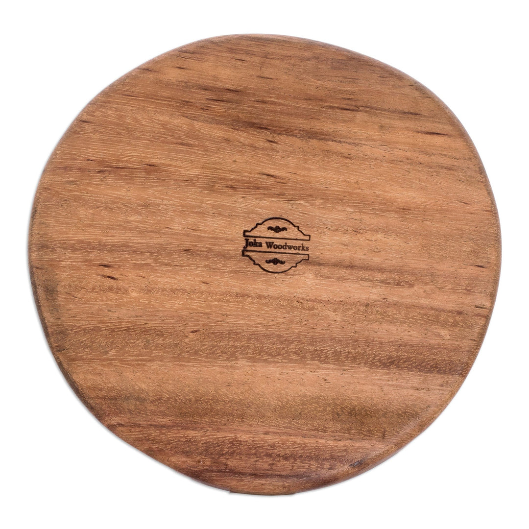 Set of 4 Hand-Carved Conacaste Wood Snack Plates - Delicacy Family