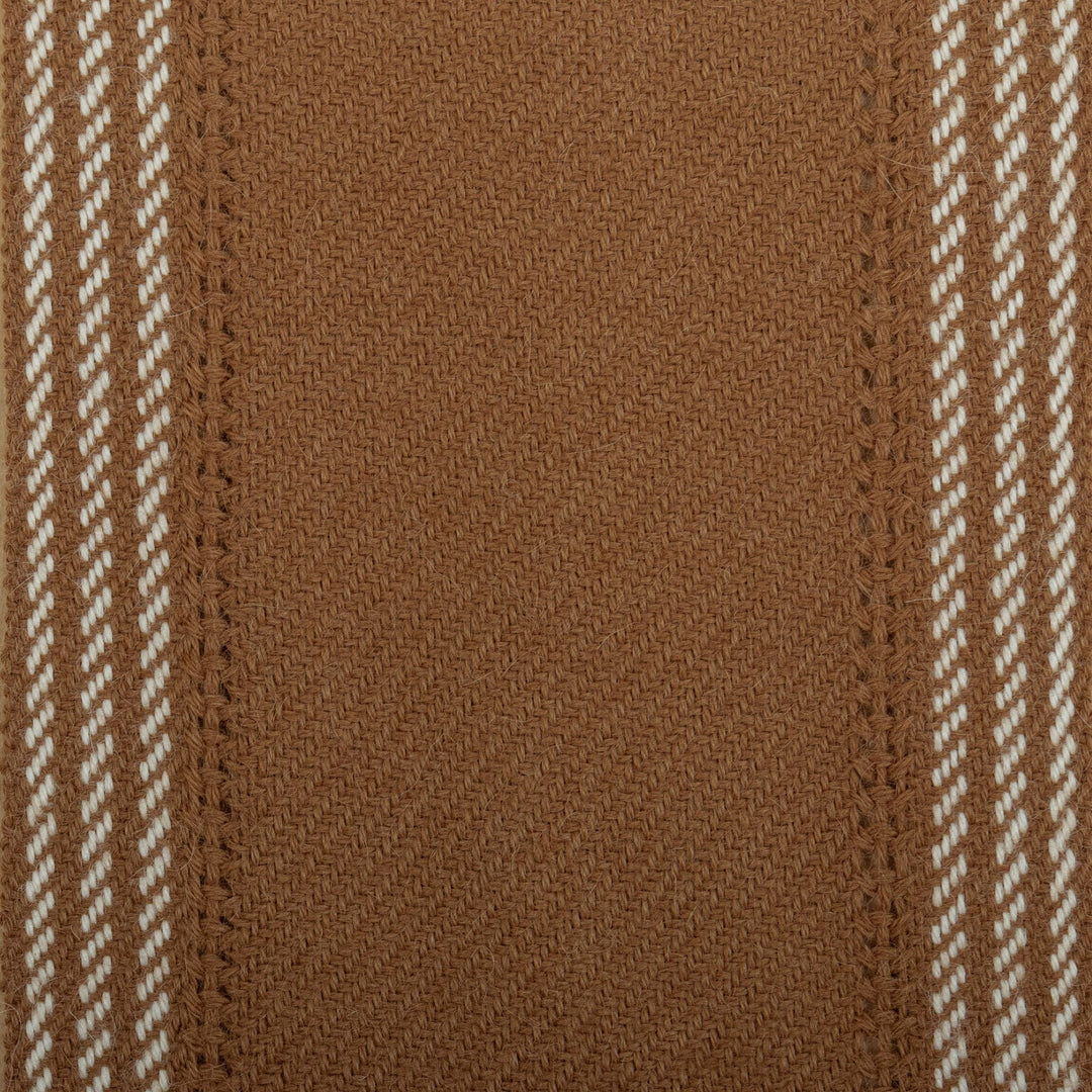 Striped & Fringed Brown Scarf Hand-Woven in 100% Baby Alpaca - Warmth