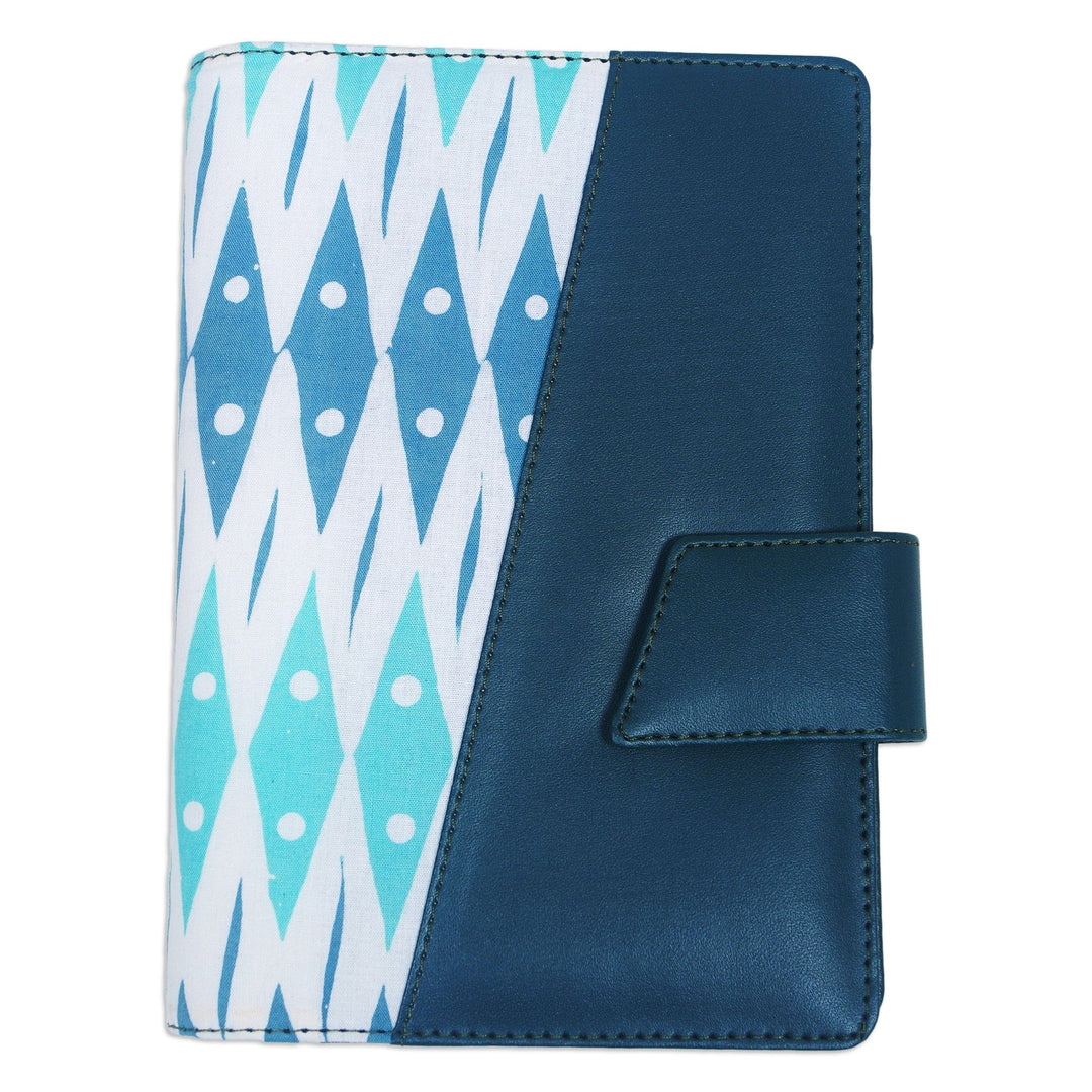 Handcrafted Batik Faux Leather Planner in Green from Java - Ivy Geometry