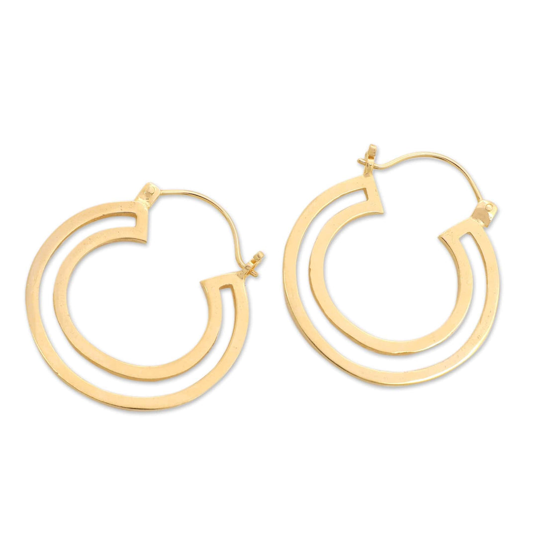 Modern 18k Gold-Plated Brass Hoop Earrings Crafted in Bali - Splendor Silhouettes