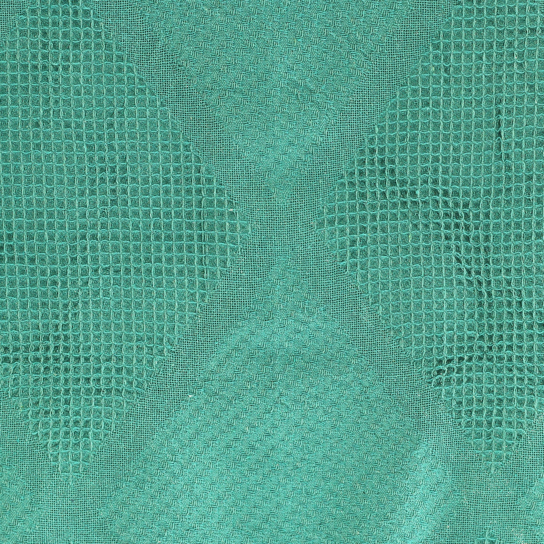 Diamond-Patterned Cotton Throw in a Solid Teal Hue - Teal Desire