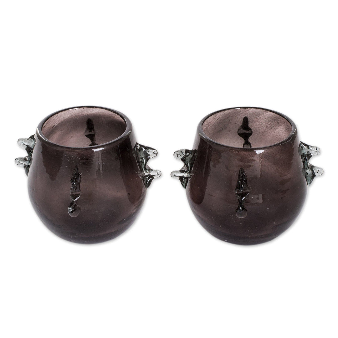 Pair of Handblown Rocks Glasses in Black - Shadow Shot