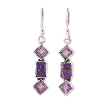 Purple Amethyst and Composite Turquoise Dangle Earrings - Wise & Mystic