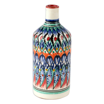 Uzbek Glazed Ceramic Vase with Hand-Painted Motifs - Uzbek Splendor
