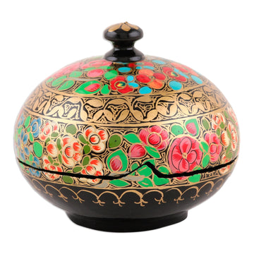 Hand-Painted Wood and Papier Mache Floral Decorative Box - Spellbinding Garden