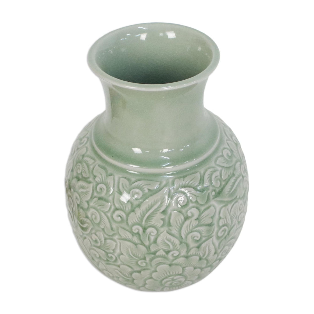 Celadon Ceramic Vase - Jade Landscape