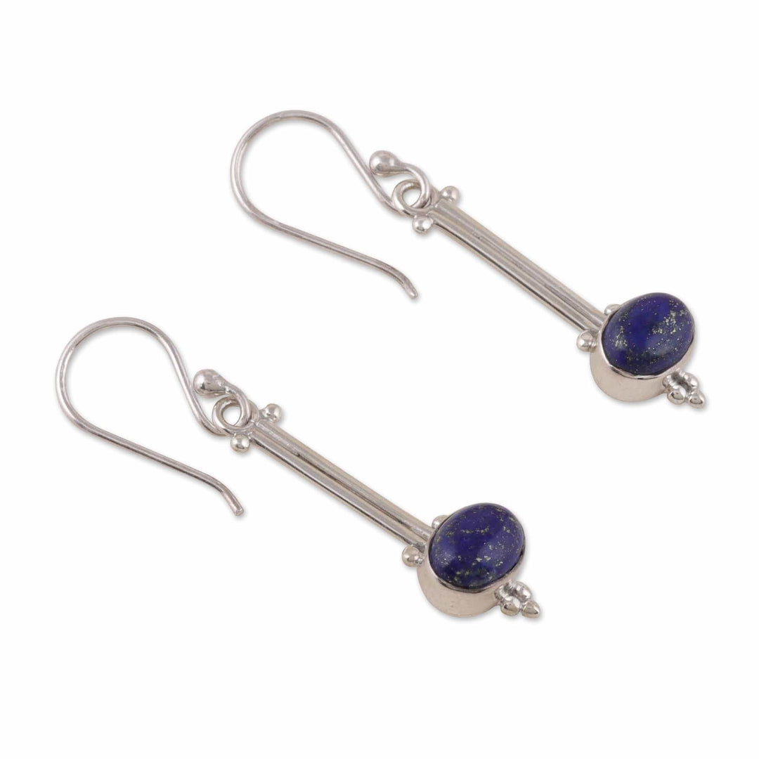 Modern Sterling Silver and Lapis Lazuli Dangle Earrings - Royal Pendulum