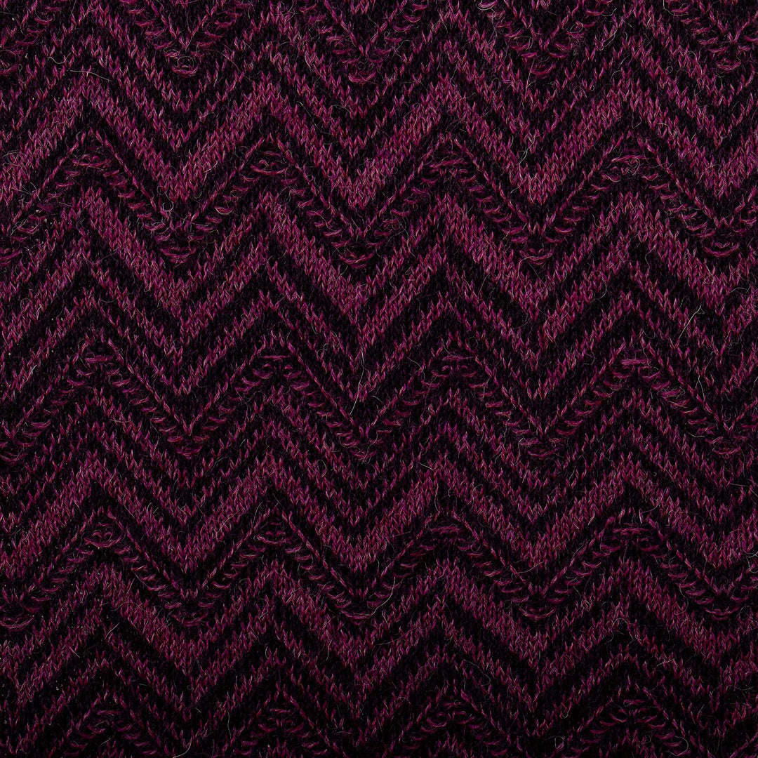 100% Alpaca Knit Scarf with Chevron Pattern in Purple Hues - Mountain Range in Berry