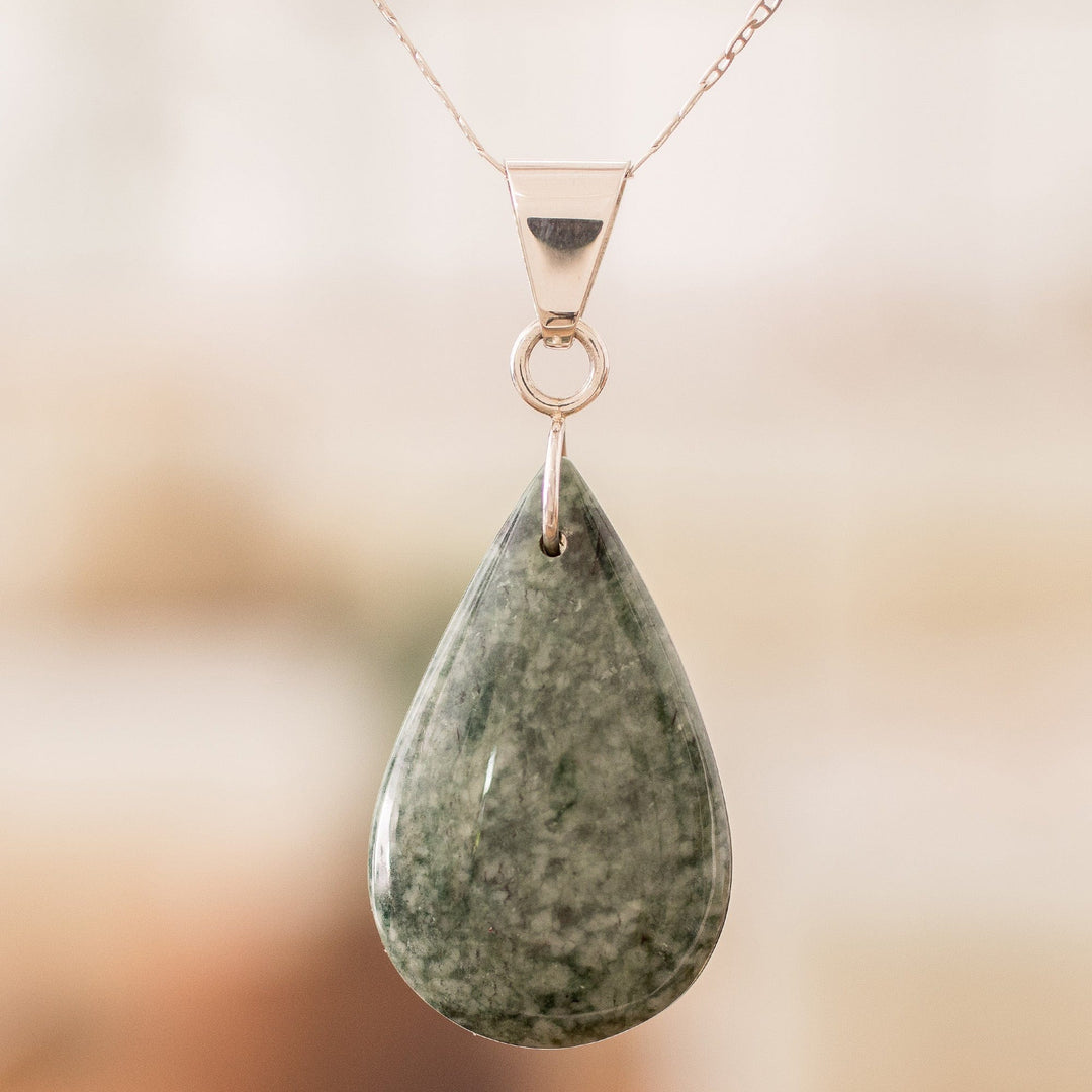 Sterling Silver Jade Double-Sided Pendant Necklace - Bicolor Shadow