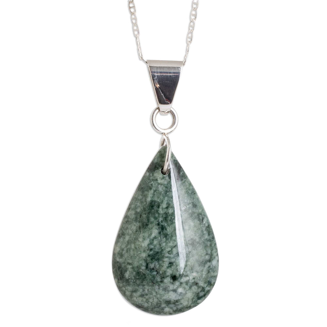 Sterling Silver Jade Double-Sided Pendant Necklace - Bicolor Shadow