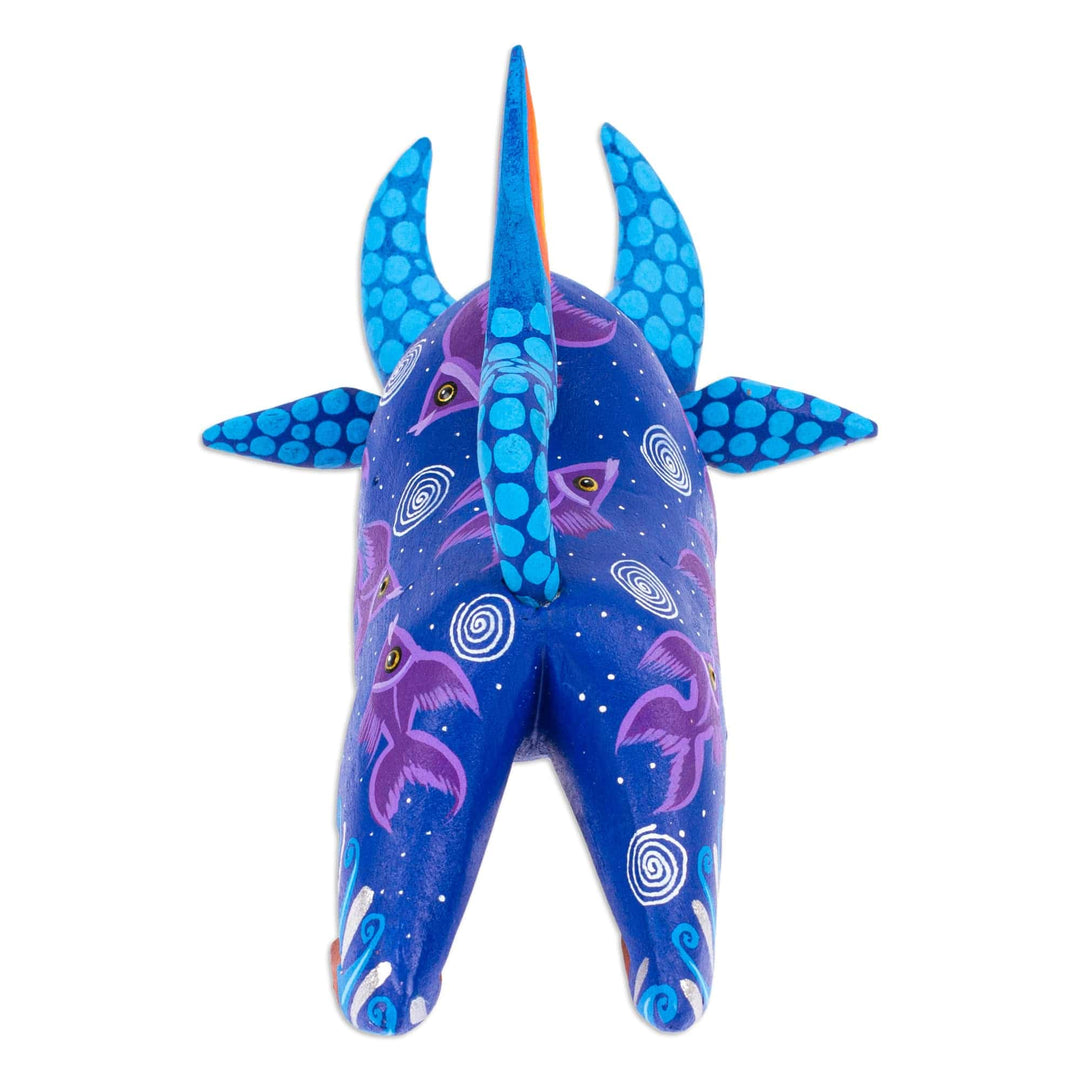 Handpainted Copal Wood Alebrije Bull Sculpture - Oaxaca Bull