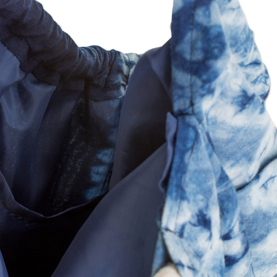 Modern Patterned Indigo Cotton Hobo Shoulder Bag - Indigo Roads