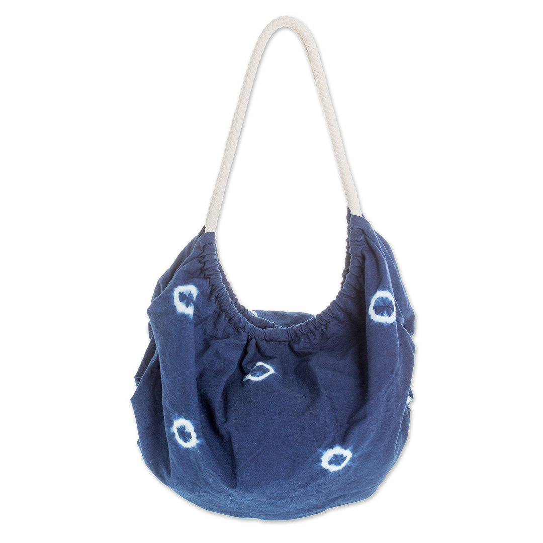 Abstract Patterned Indigo Cotton Hobo Shoulder Bag - Indigo Sensations