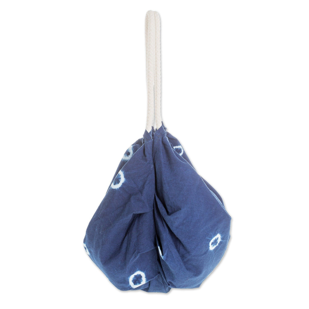 Abstract Patterned Indigo Cotton Hobo Shoulder Bag - Indigo Sensations
