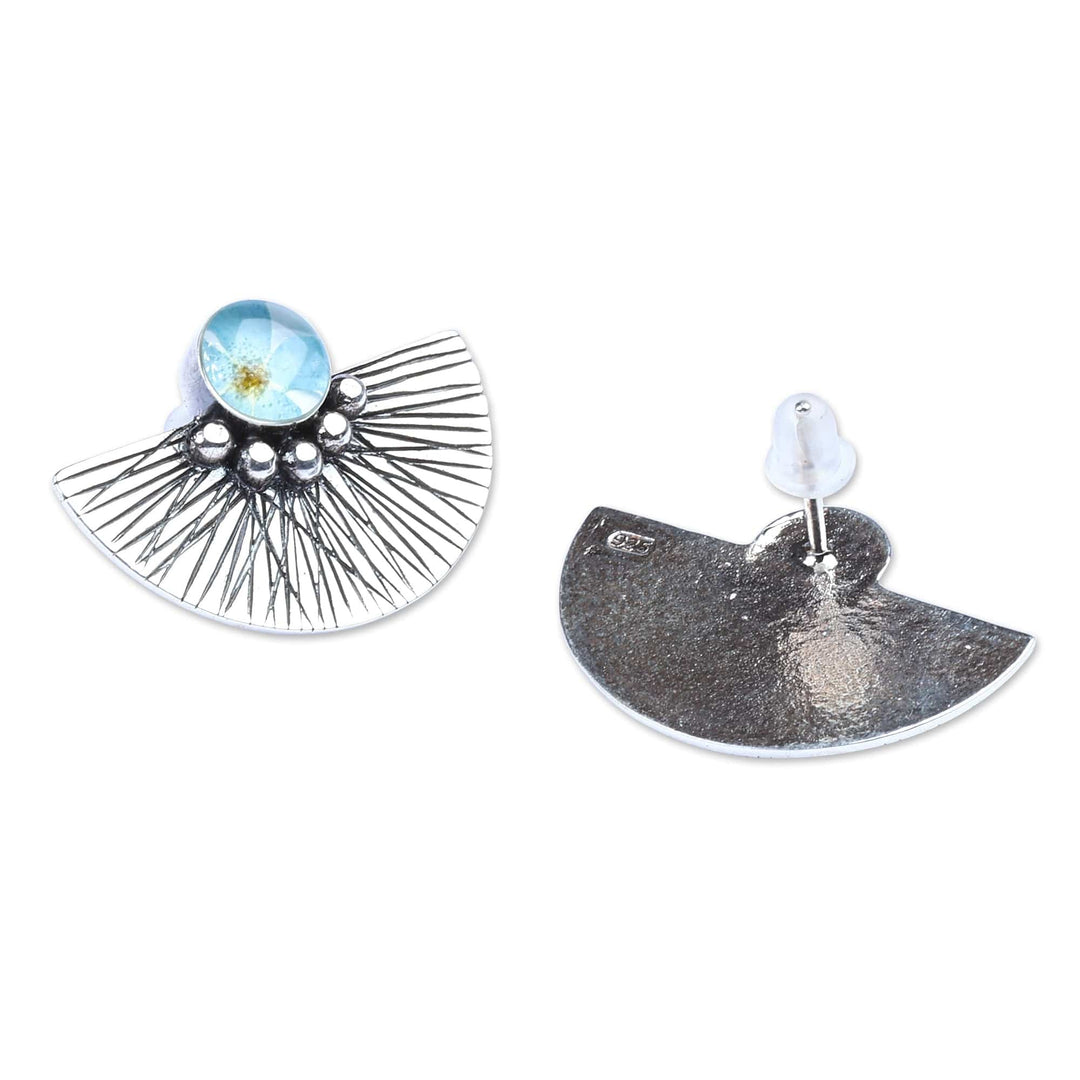 Classic Sterling Silver Drop Earrings with Natural Flowers - Silver Serenade