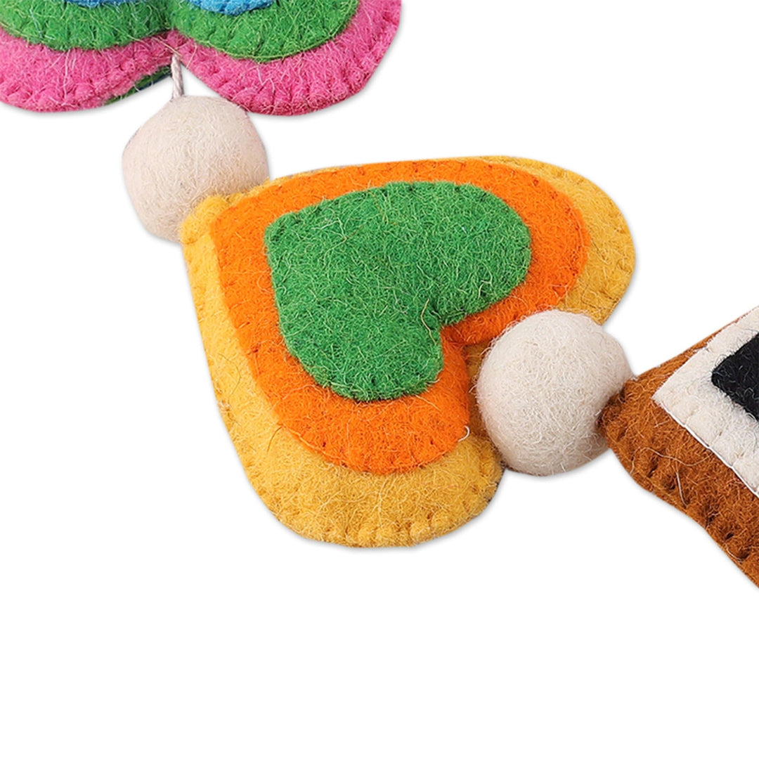 Heart-Themed Colorful Wool Felt Garland Made in India - Vivacious Love