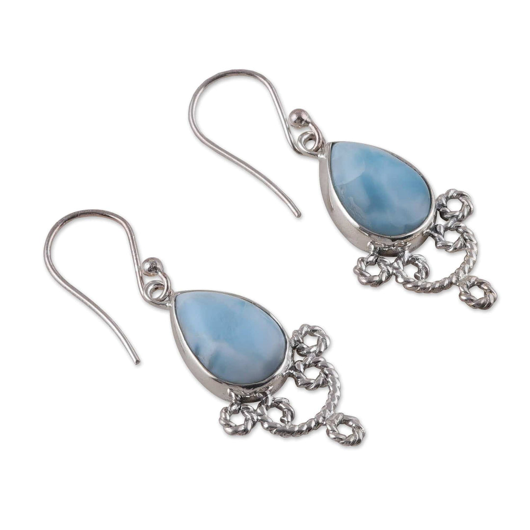 Sterling Silver Dangle Earrings with Larimar Stones - Heavenly Princess