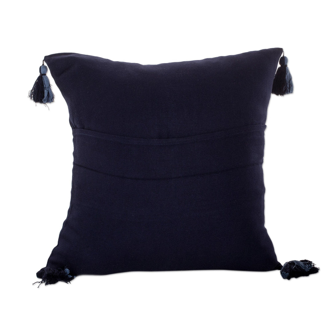 Diamond-Patterned Midnight and Cerulean Cotton Cushion Cover - Midnight of Diamonds