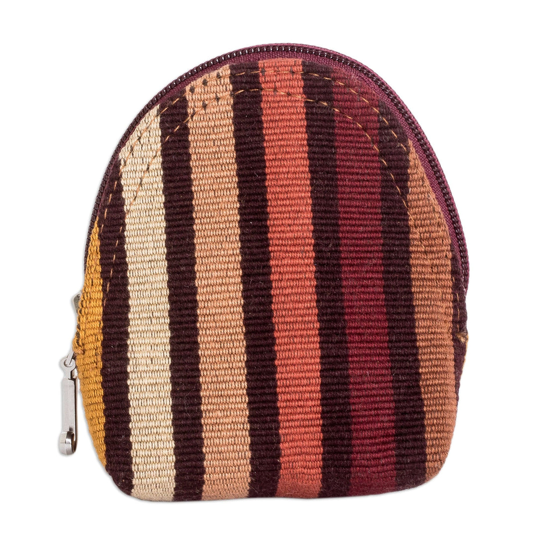 Striped Cotton Keychain Coin Purse Hand-Woven in Guatemala - Fertile Land