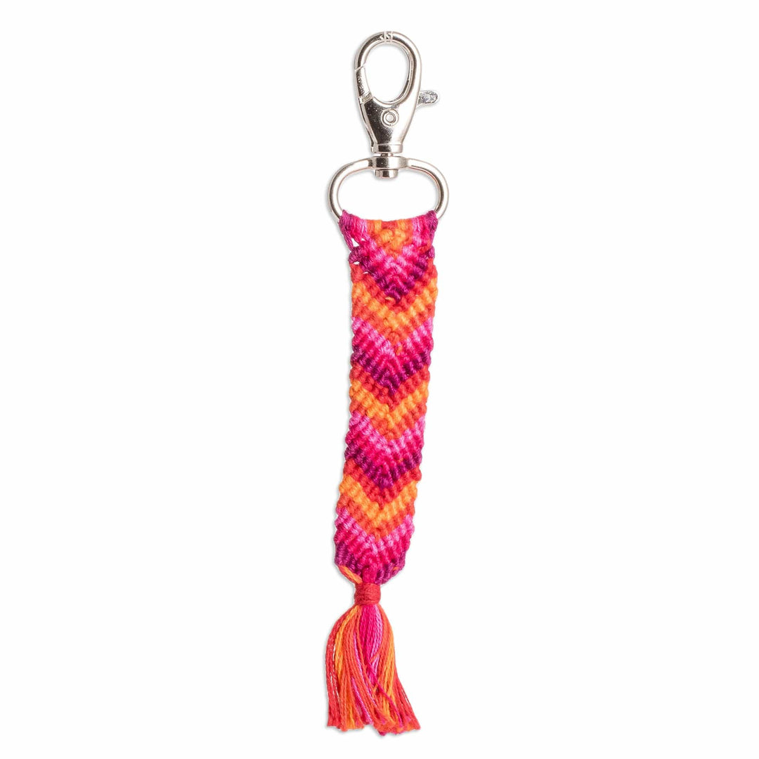 Macrame Chevron Keychain & Bag Charm in Orange and Pink Hues - Forest Fruits
