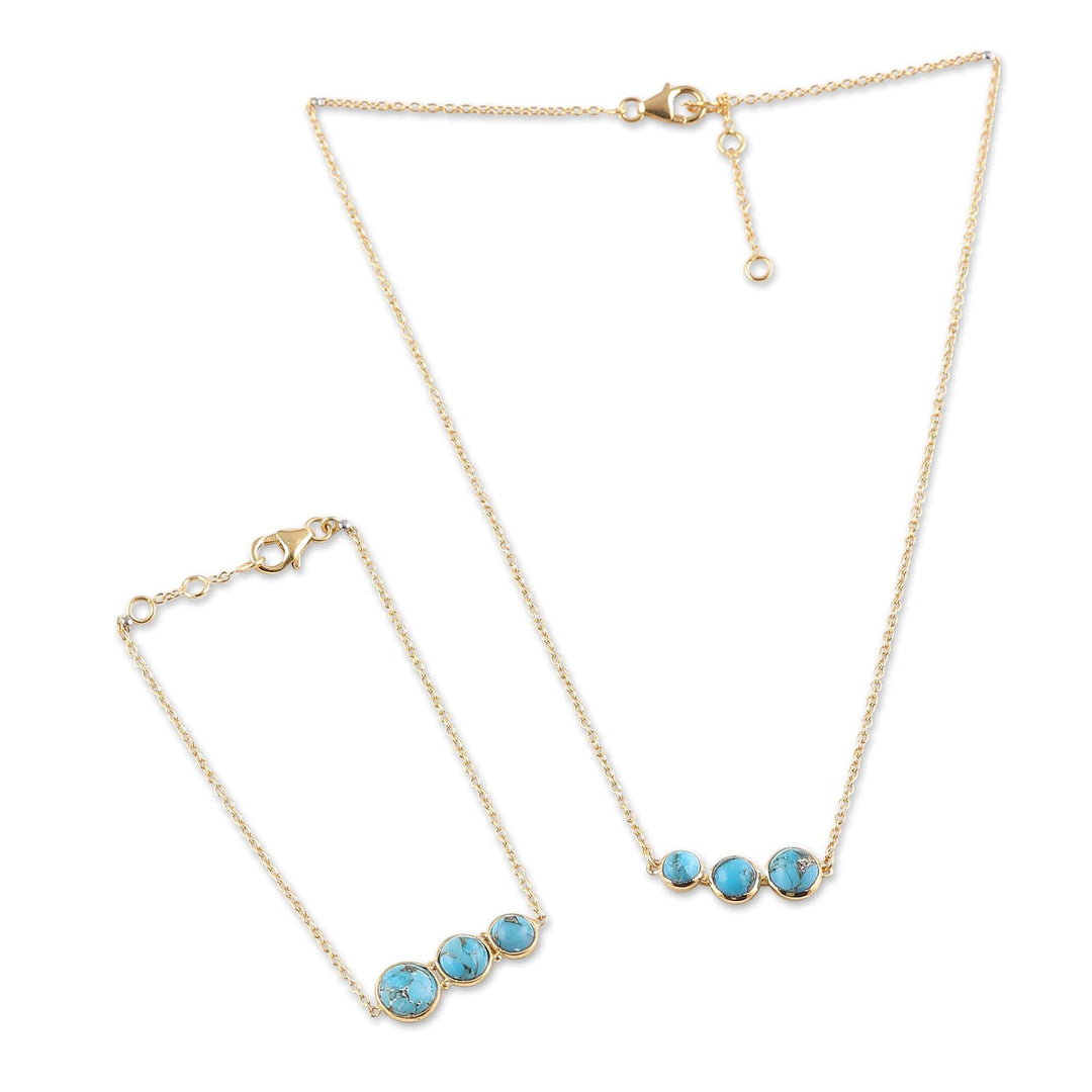 18k Gold-Plated Necklace and Bracelet Jewelry Set from India - Paradise Love