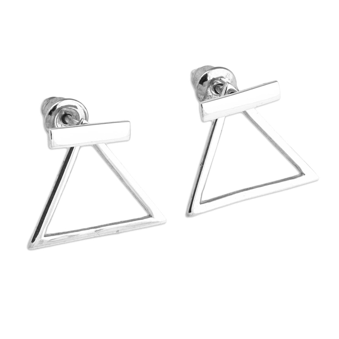 Geometric Minimalist Sterling Silver Button Earrings - Heavenly Ararat