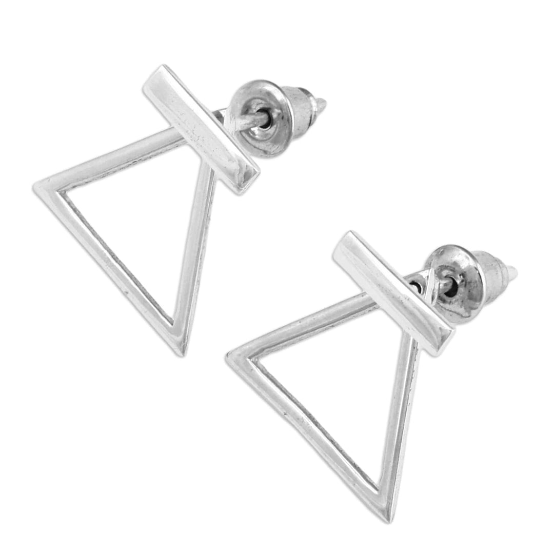 Geometric Minimalist Sterling Silver Button Earrings - Heavenly Ararat