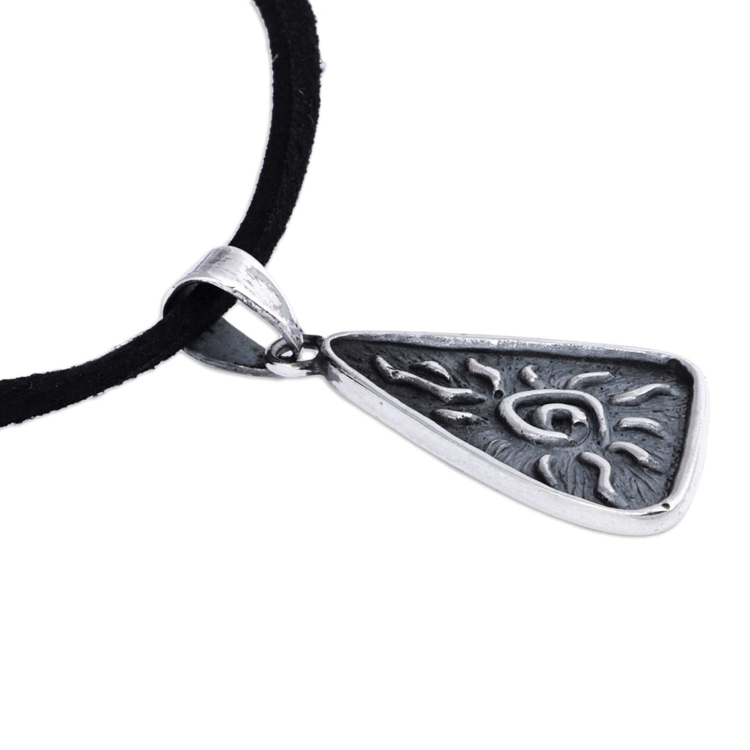 Sun-Themed Classic Sterling Silver Pendant Necklace - Sunny Portal