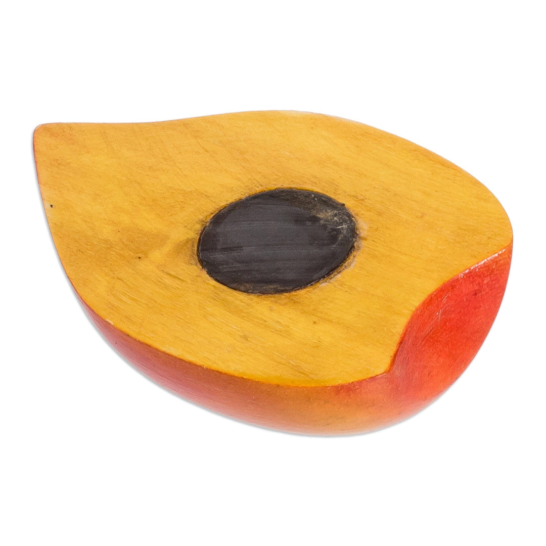 Cypress Wood Peach Magnet Hand-Carved & Painted in Guatemala - Guatemalan Peach