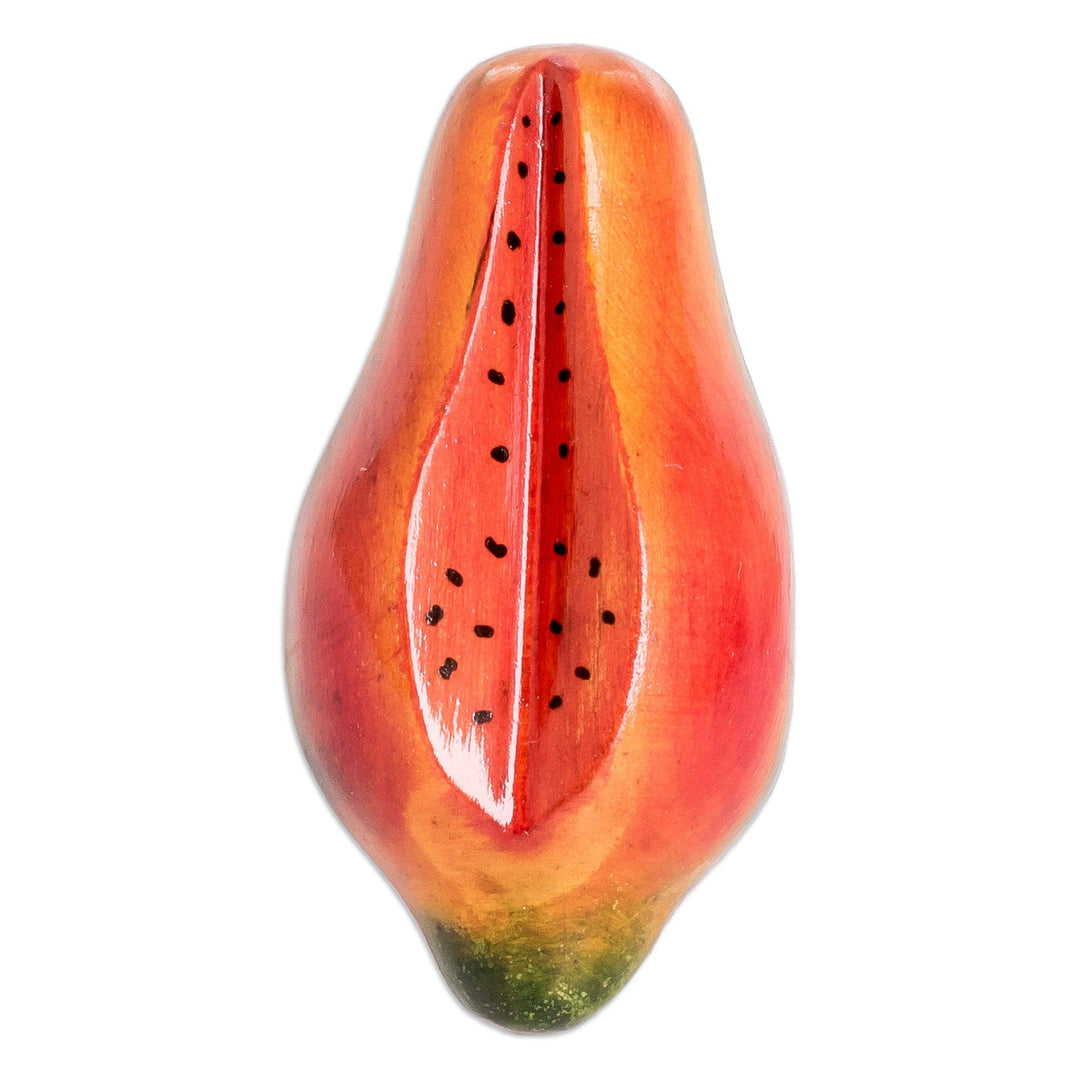 Wood Papaya Magnet Hand-Carved and Painted in Guatemala - Guatemalan Papaya