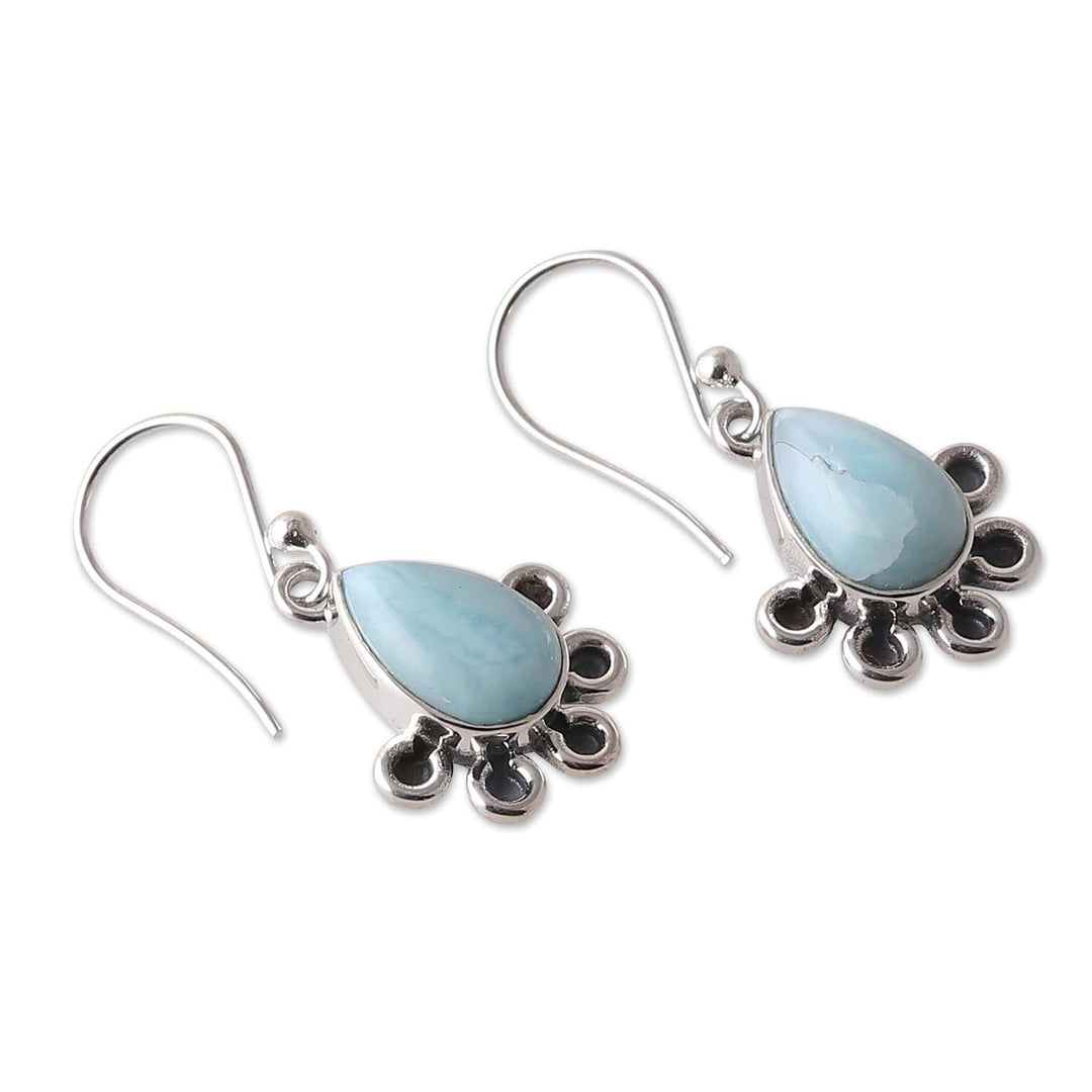 Sterling Silver Dangle Earrings with Larimar Stones - Exotic Magnetism