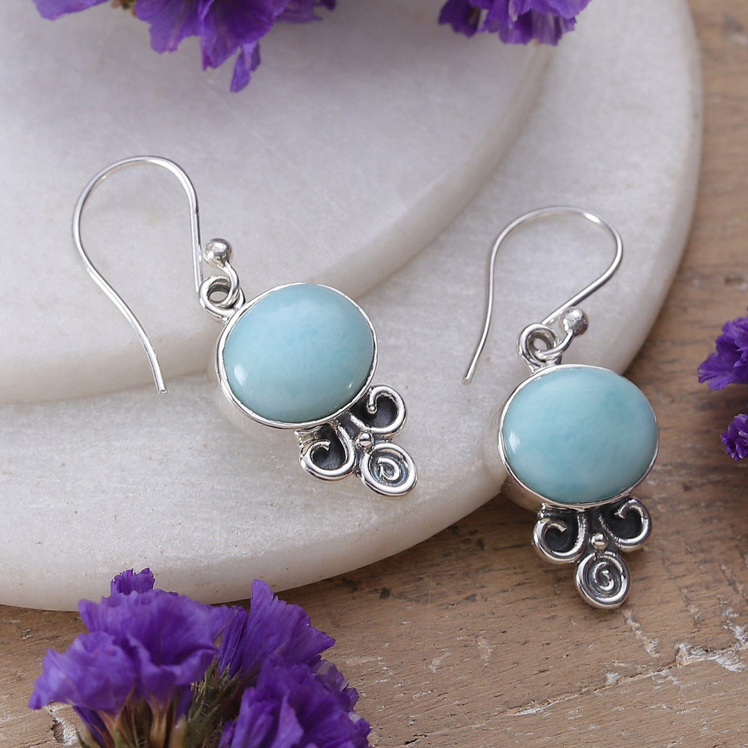 Sterling Silver Larimar Dangle Earrings Made in India - Graceful Glam