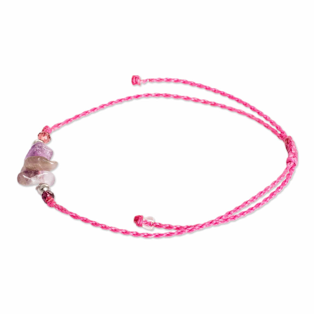 Handcrafted Amethyst and Crystal Pendant Bracelet - Tropical Wise Trio